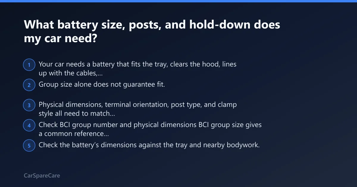 Steps: What battery size, posts, and hold-down does my car need?