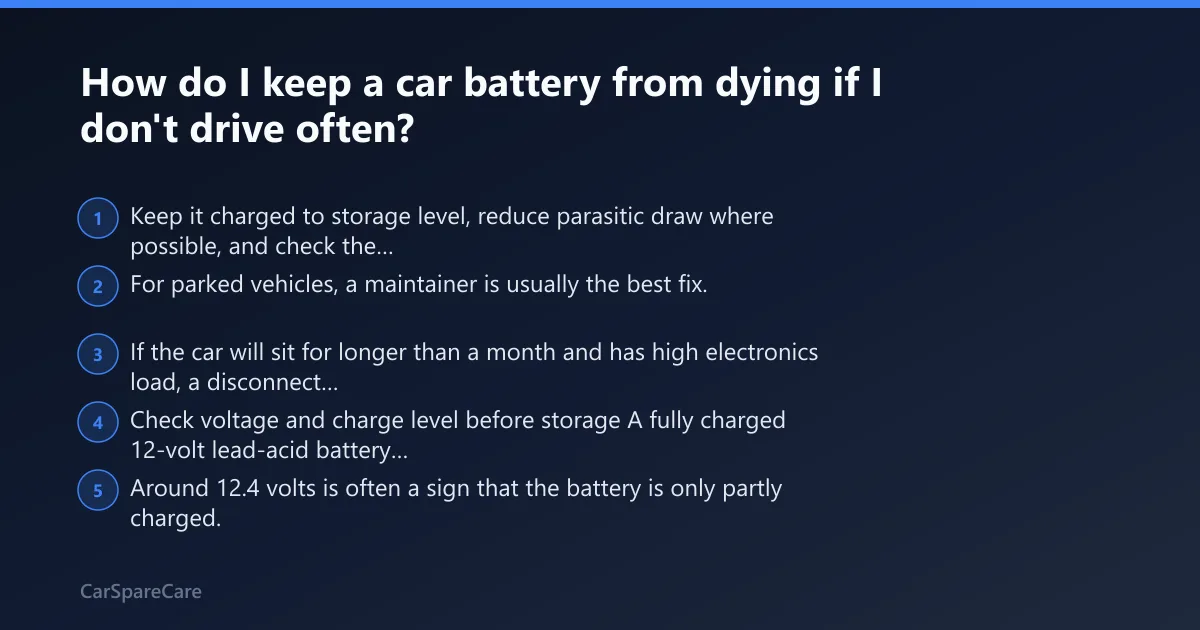 Steps: How do I keep a car battery from dying if I don't drive often?