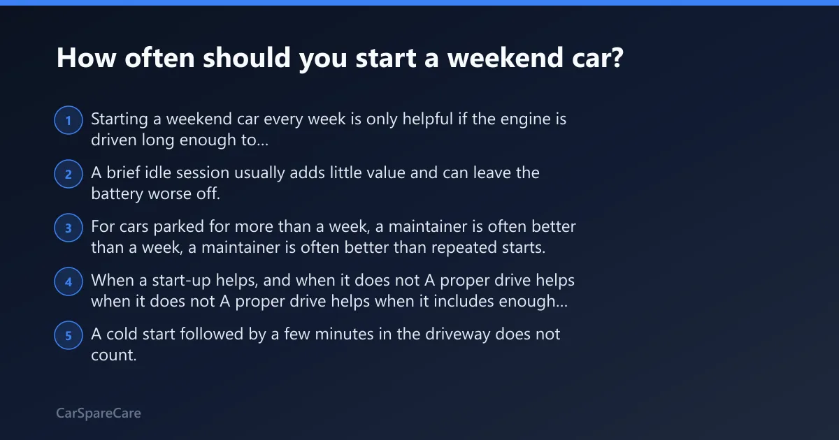 Steps: How often should you start a weekend car?