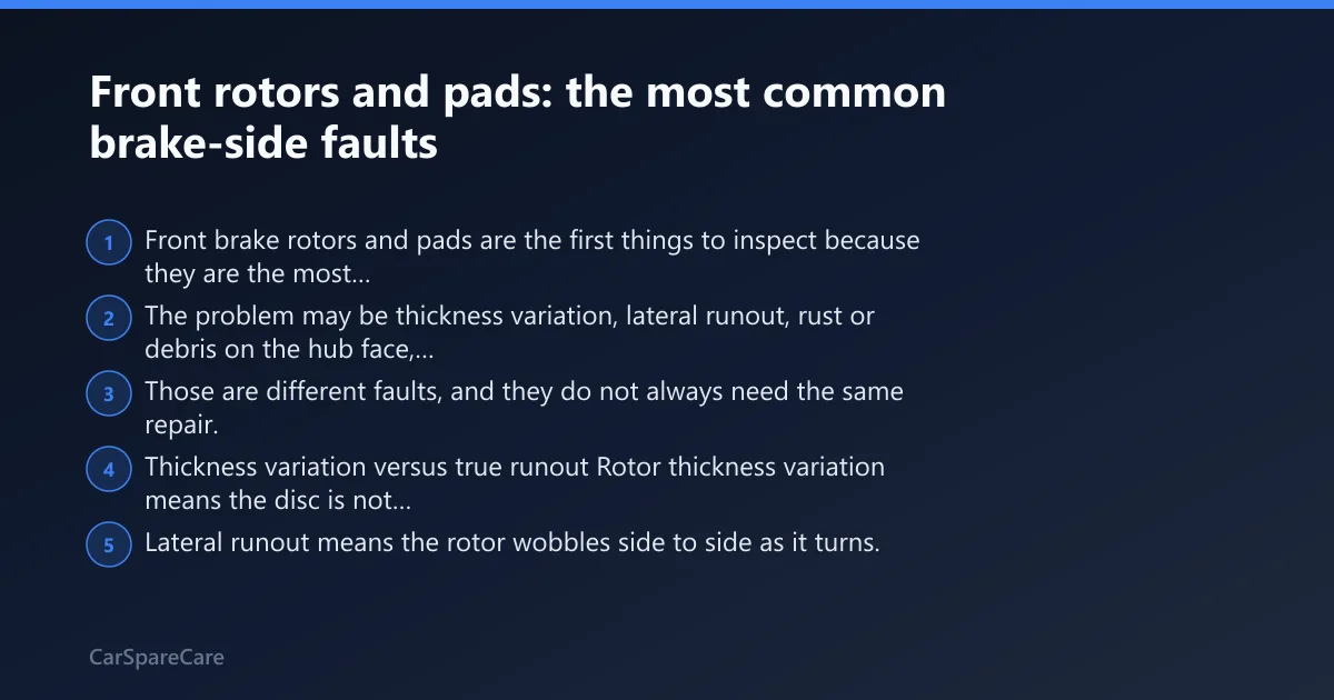 Steps: Front rotors and pads: the most common brake-side faults