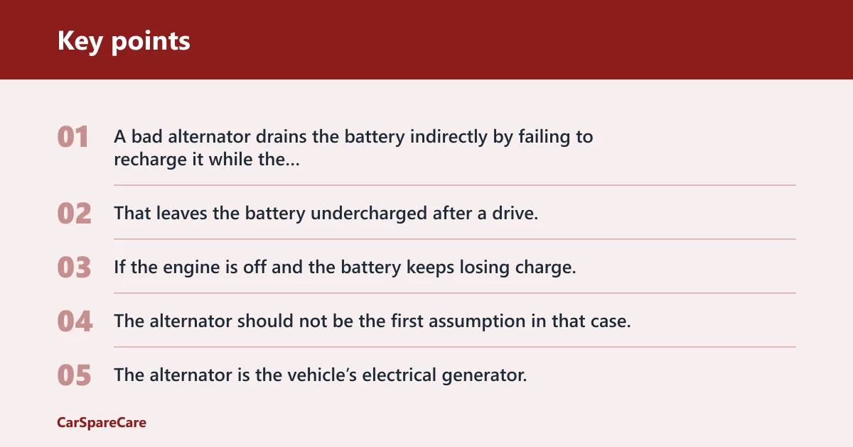 Key points: Does a bad alternator drain a battery?