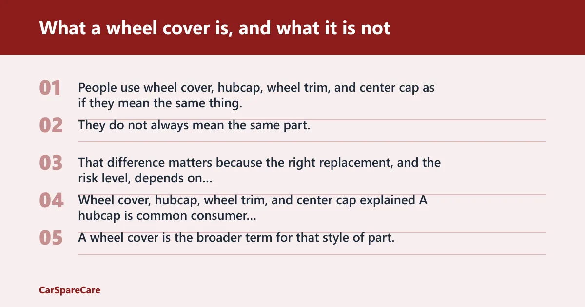 Steps: What a wheel cover is, and what it is not