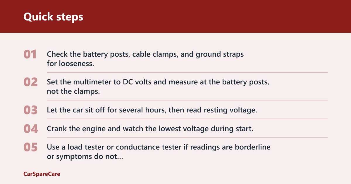 Quick steps: How do you test the battery first?