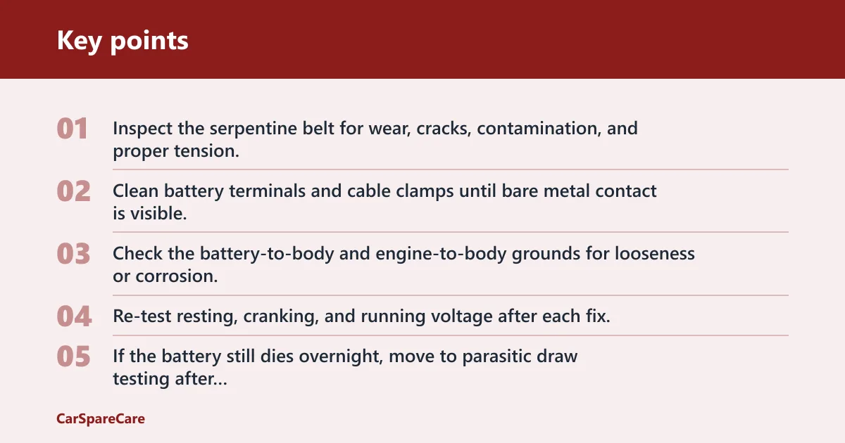 Key points: Can a bad ground or belt cause charging issues?