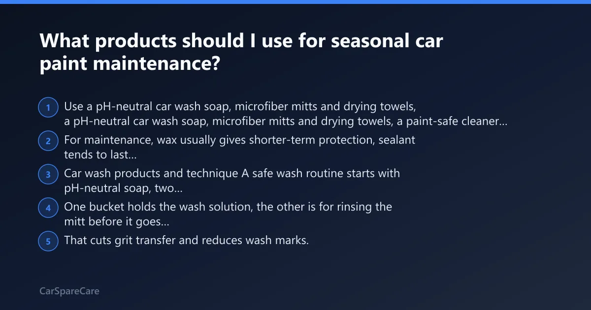 Steps: What products should I use for seasonal car paint maintenance?