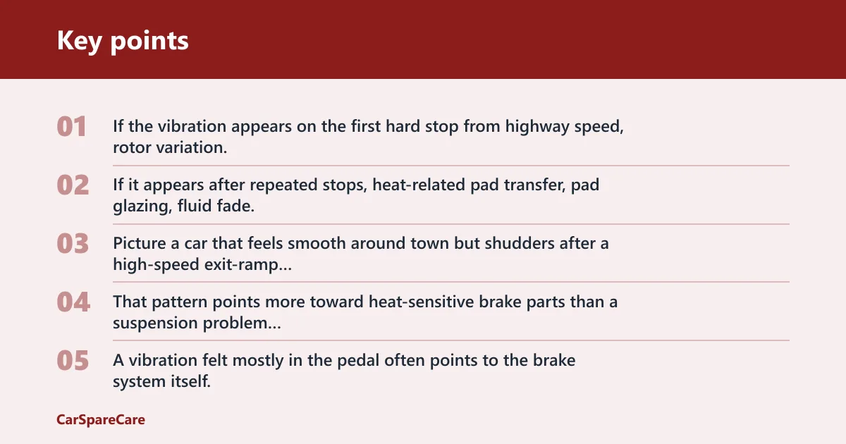 Key points: Why does my brake pedal vibrate when I slow down from highway speeds?