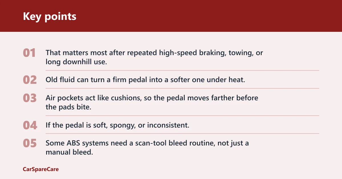 Key points: Brake fluid and hydraulic faults