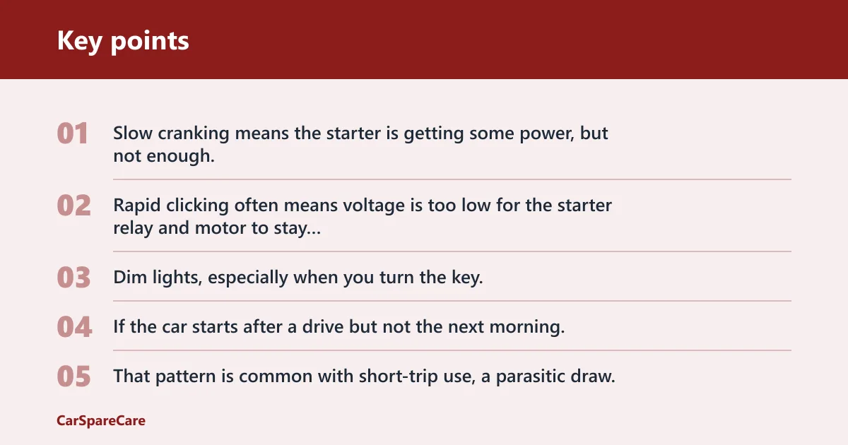 Key points: What are the signs of a dead battery?