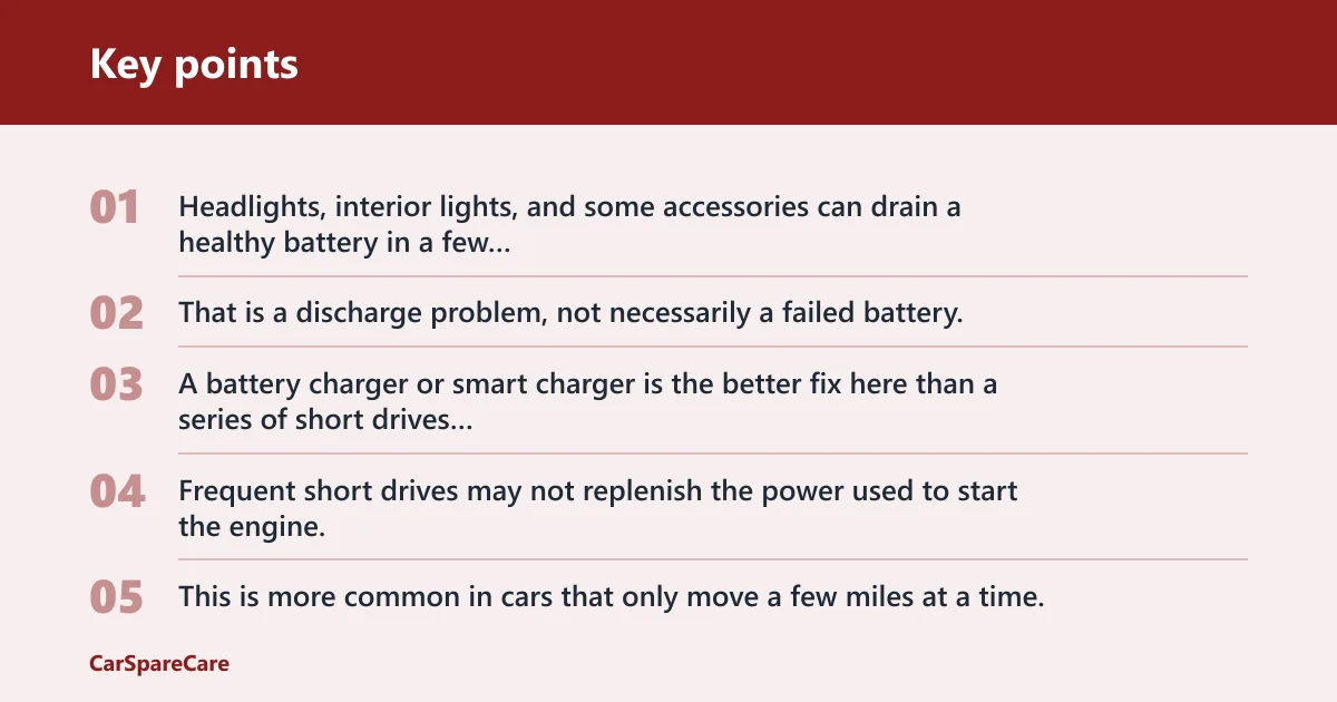 Key points: Car battery troubleshooting matrix