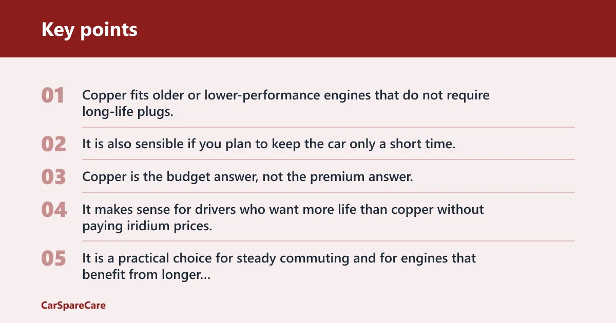 Key points: Choose copper, platinum, or iridium if…