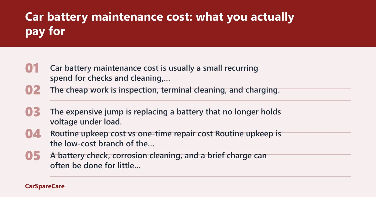 Steps: Car battery maintenance cost: what you actually pay for
