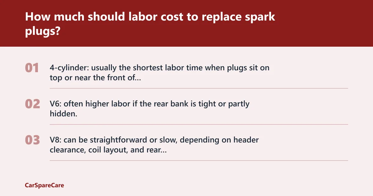 Steps: How much should labor cost to replace spark plugs?