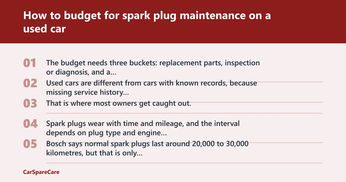 Steps: How to budget for spark plug maintenance on a used car