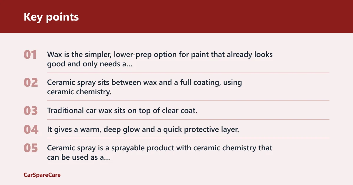 Key points: Wax vs ceramic spray: the core trade-off