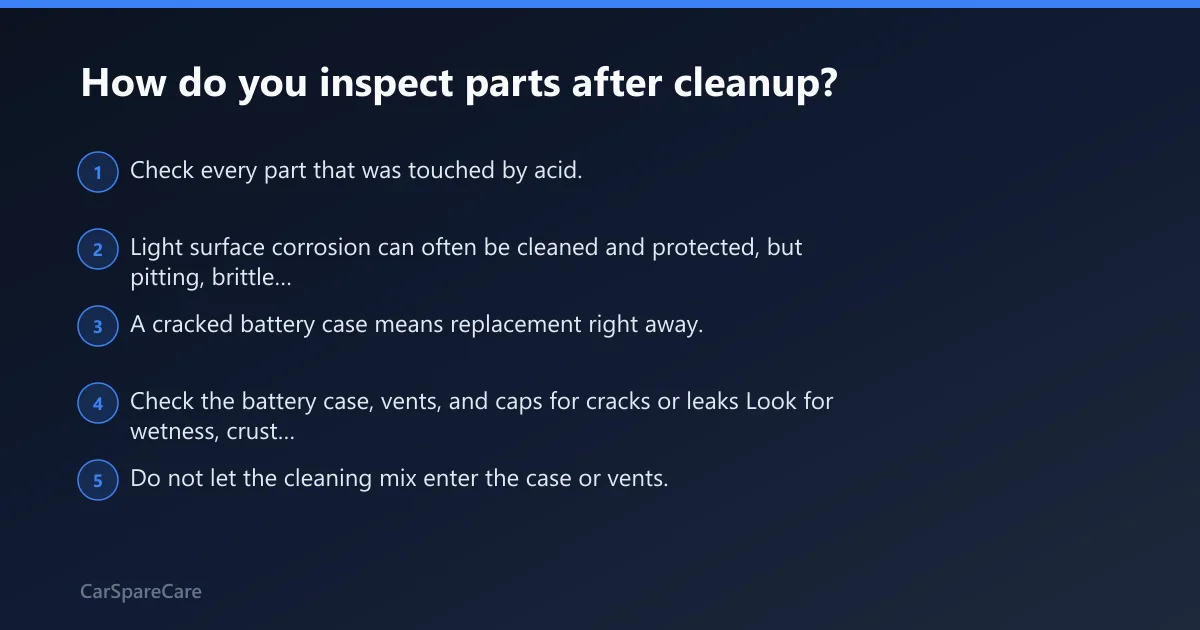 Steps: How do you inspect parts after cleanup?