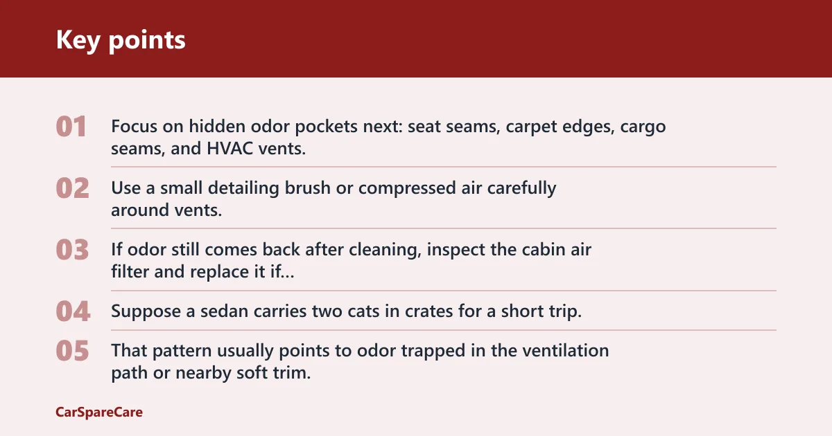 Key points: How do you remove lingering animal odor from your car interior?