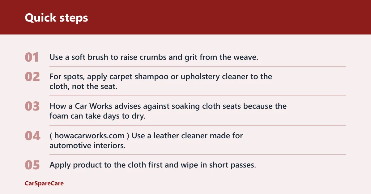 Quick steps: How do you clean car seats without a vacuum cleaner?