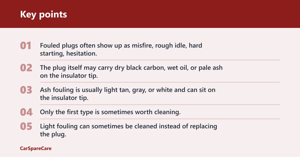 Key points: What fouled spark plugs look like
