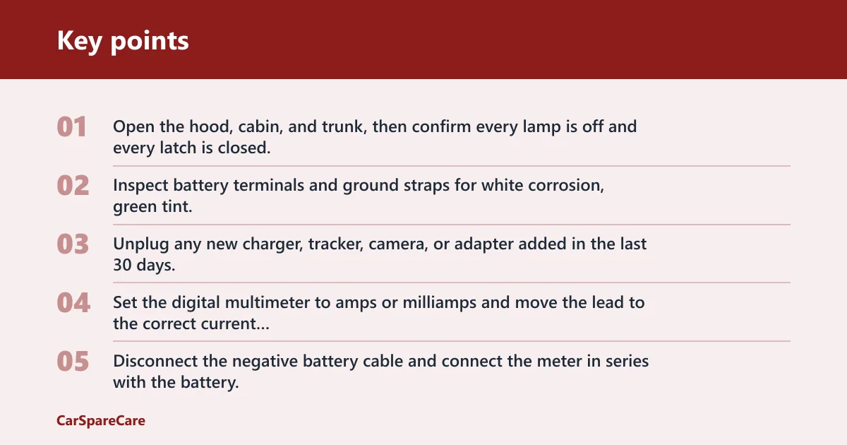 Key points: How do I diagnose a car battery drain?