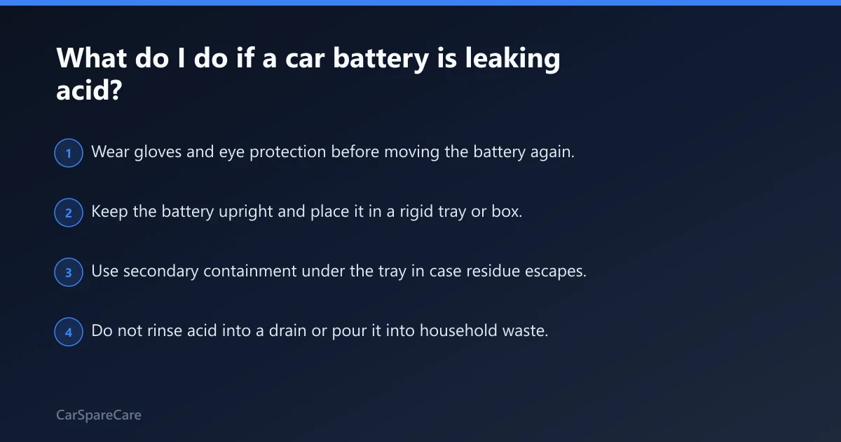 Steps: What do I do if a car battery is leaking acid?