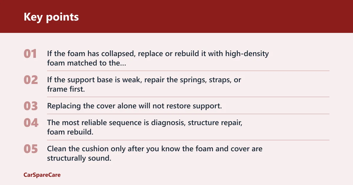 Key points: What are the most common questions about repairing a sunken car seat?