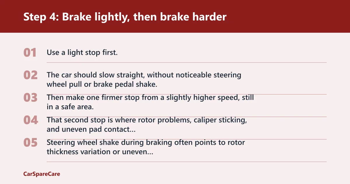 Steps: Step 4: Brake lightly, then brake harder
