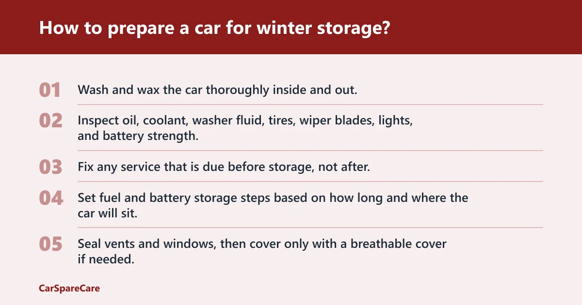 Steps: How to prepare a car for winter storage?