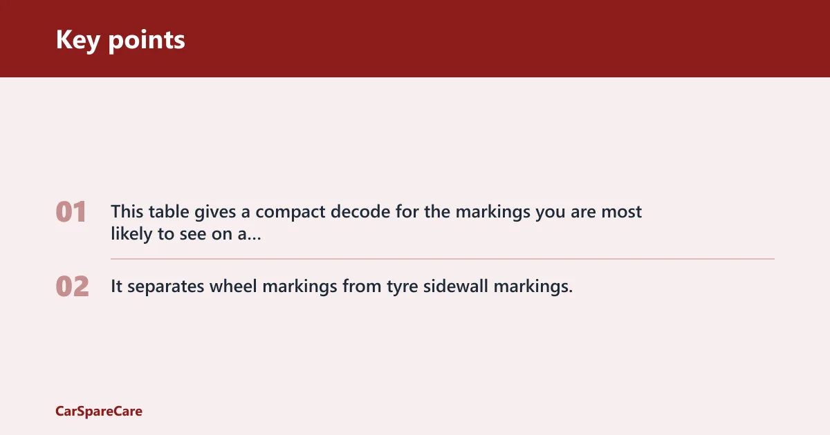 Key points: Wheel marking decoder table
