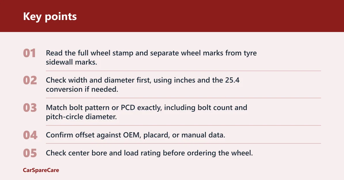 Key points: How do wheel markings compare with tyre sizes?