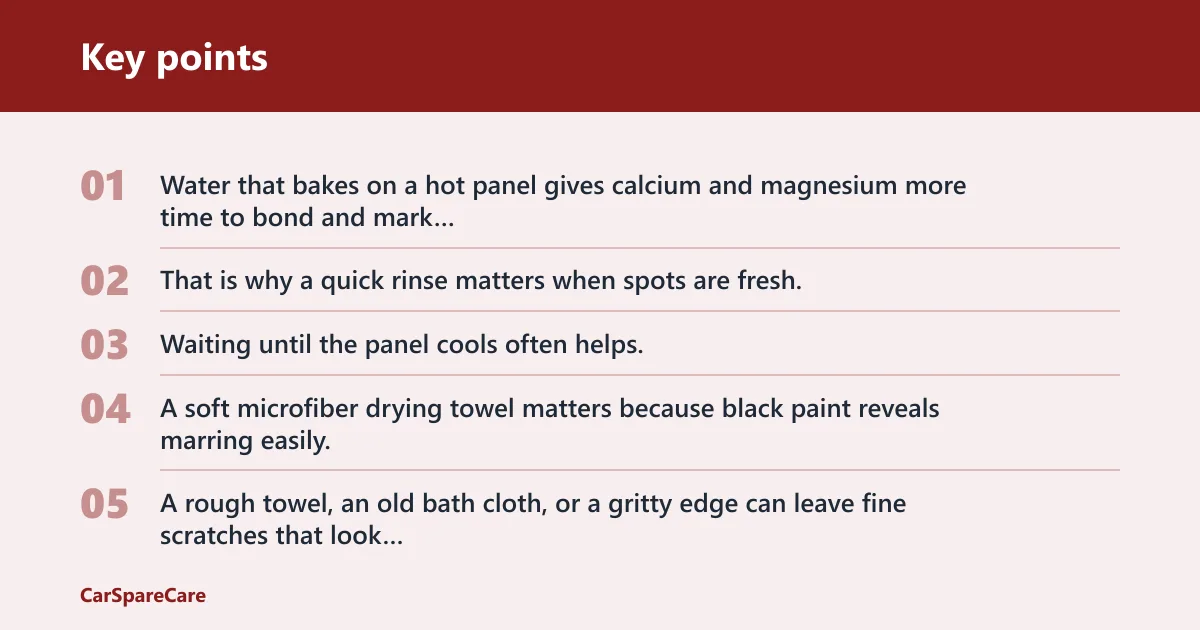 Key points: Why black paint shows water spots fast