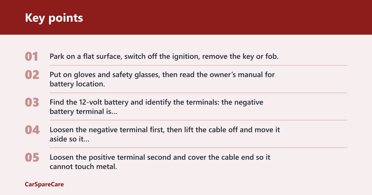 Key points: Battery checklist table