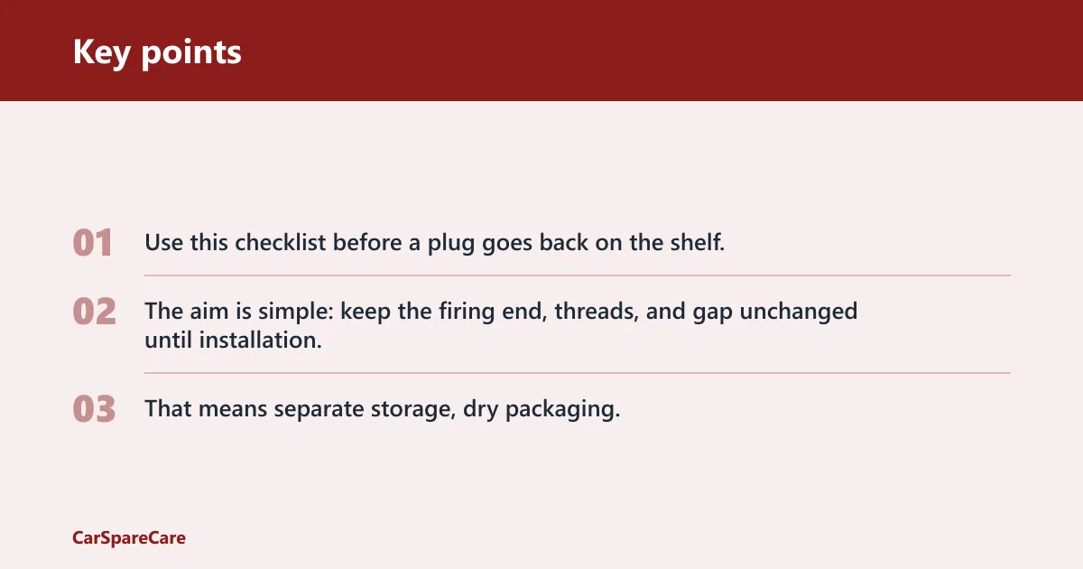 Key points: Spark plug storage checklist