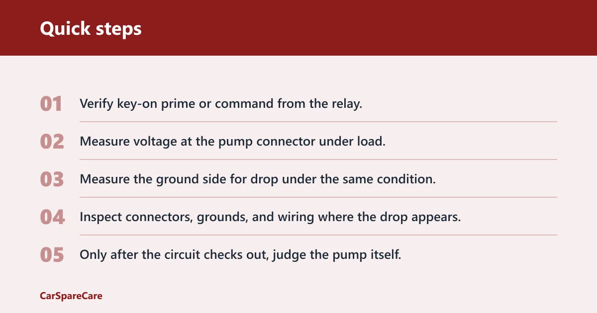 Quick steps: Is it the relay, wiring, or pump?