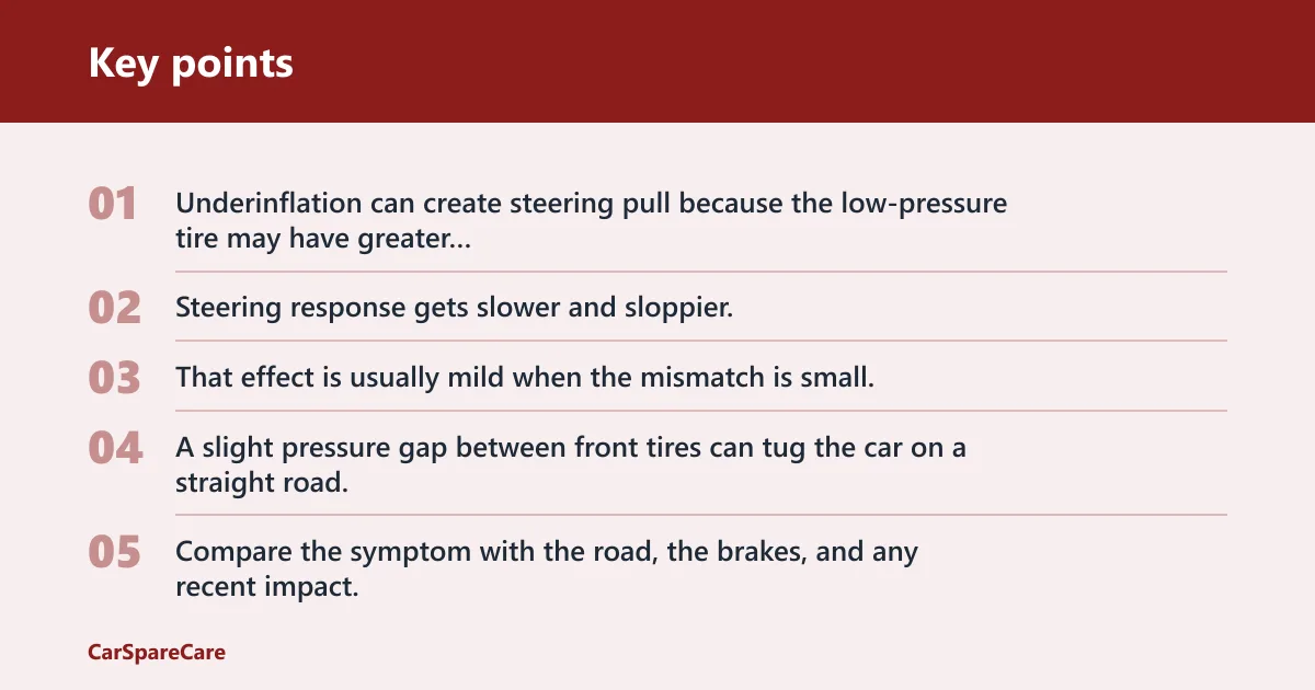 Key points: Low tire pressure and steering pull