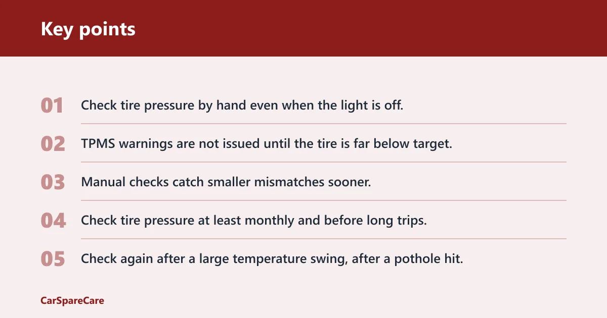 Key points: TPMS, warnings, and pressure checks