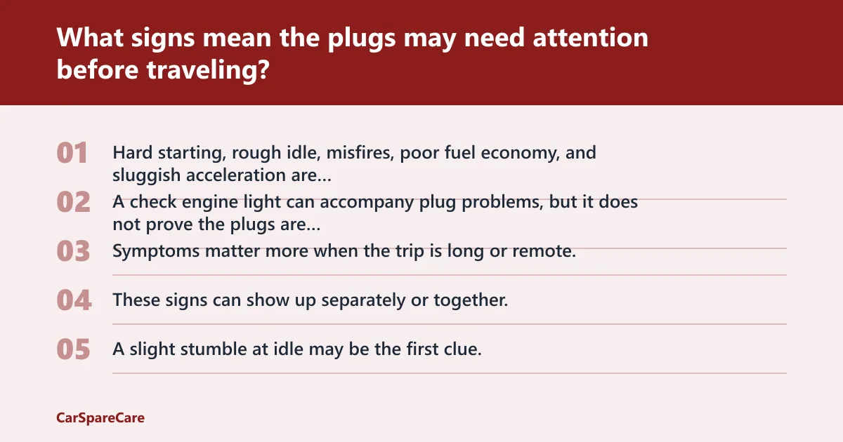 Steps: What signs mean the plugs may need attention before traveling?