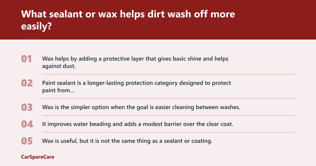 Steps: What sealant or wax helps dirt wash off more easily?