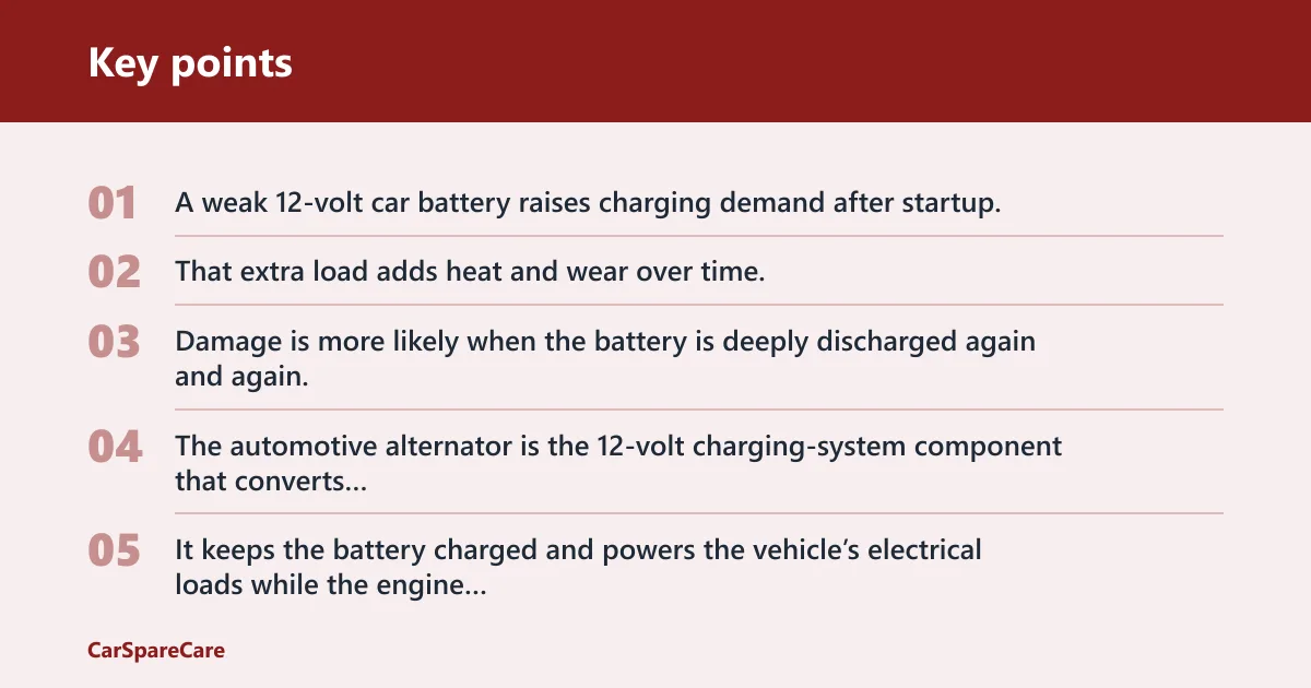 Key points: Can a weak battery damage the alternator?