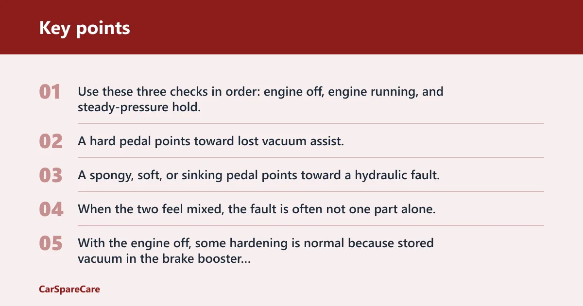 Key points: Brake pedal diagnostic matrix