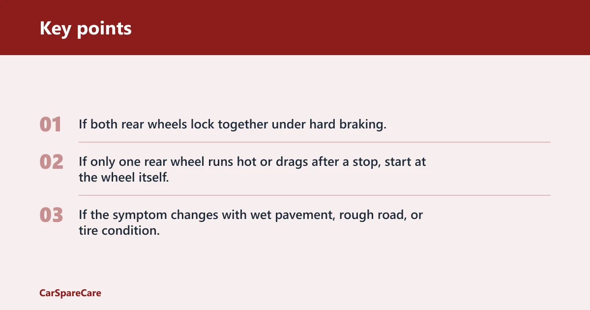 Key points: Rear brake lockup diagnosis matrix