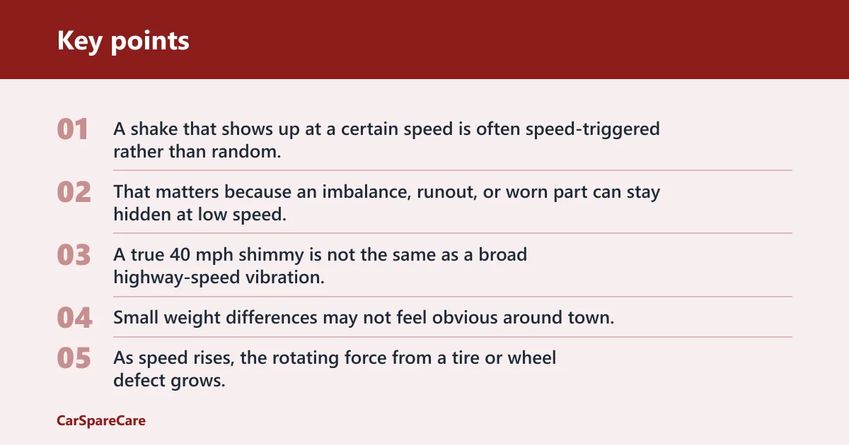 Key points: What a 40 mph shimmy usually means