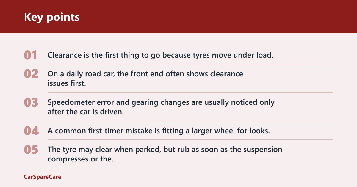 Key points: What happens if wheel size is too big?