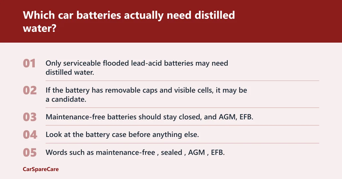 Steps: Which car batteries actually need distilled water?