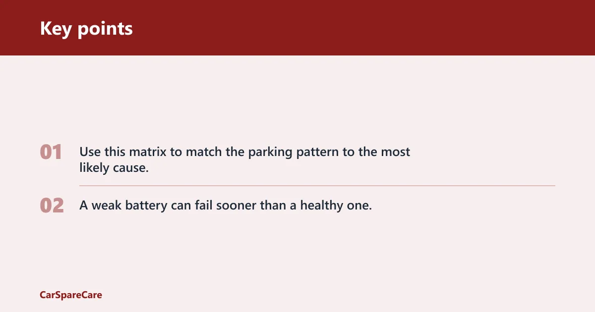 Key points: Short-trip battery troubleshooting matrix