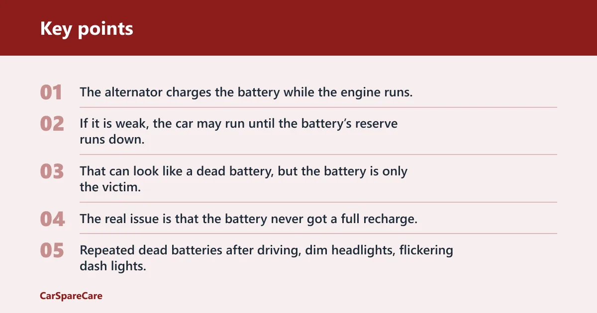 Key points: Could the alternator be the problem?