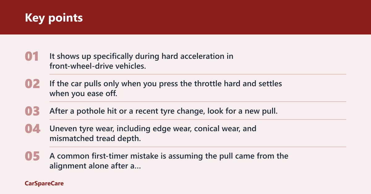 Key points: When road crown or torque steer is normal