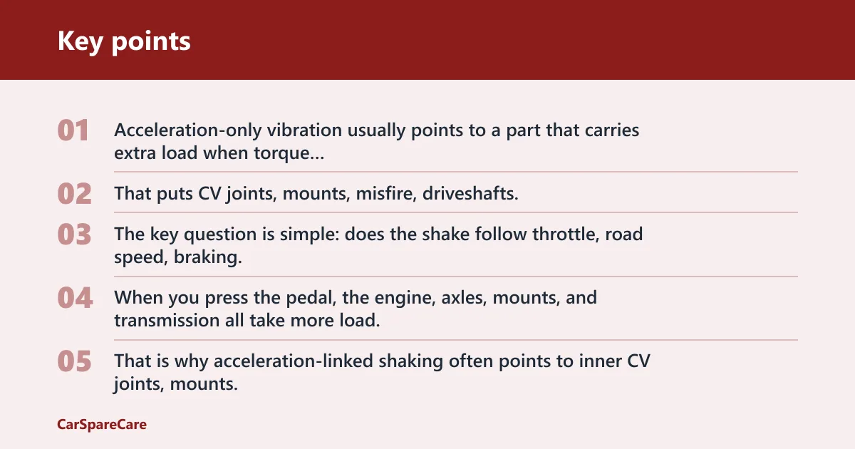 Key points: Why does my car vibrate when accelerating?