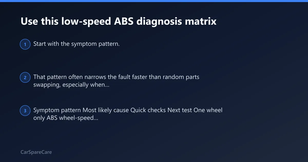 Steps: Use this low-speed ABS diagnosis matrix