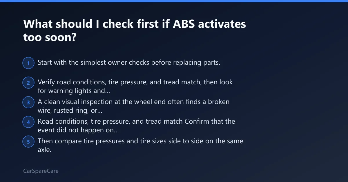Steps: What should I check first if ABS activates too soon?