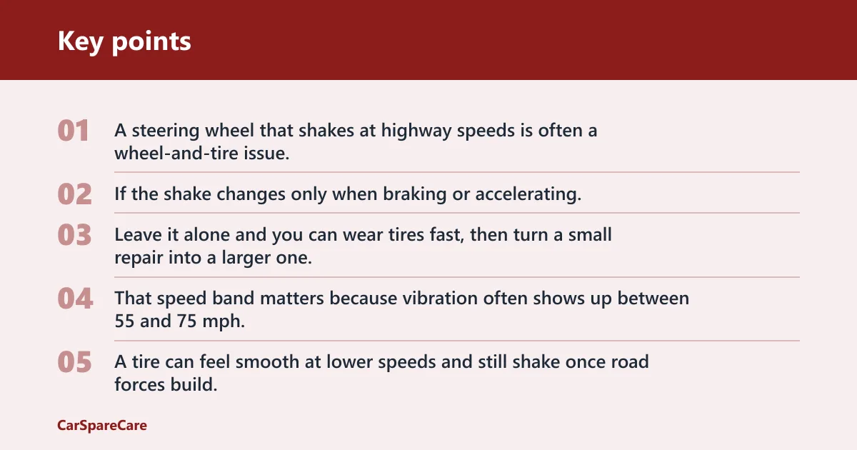 Key points: Why does my steering wheel shake at highway speed?